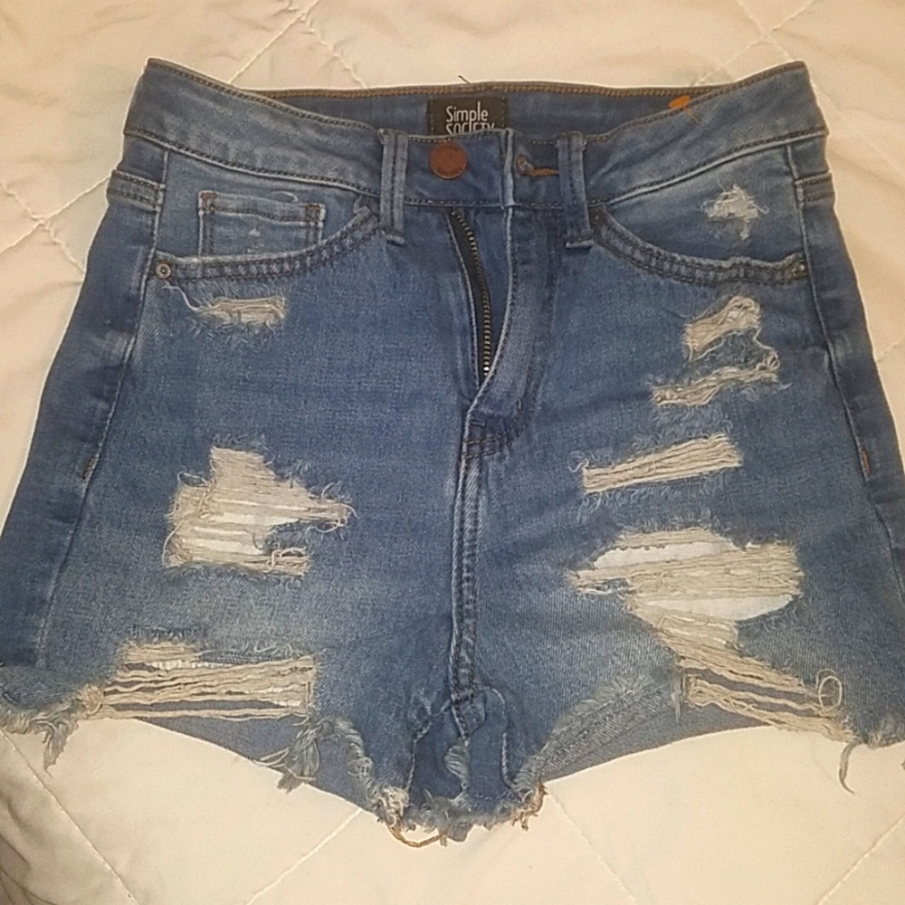 Simple Society distressed Jean shorts